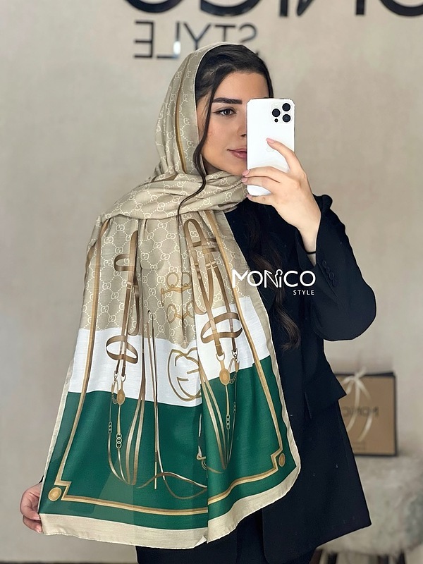 شال نخی GUCCI کرم سبز کد2628