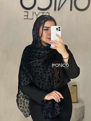 شال شیشه ای پلنگی مشکی کد2712