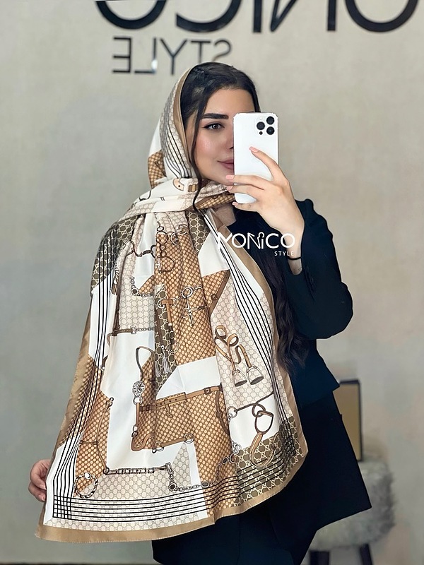 شال ابریشم کرم GUCCI کد2735