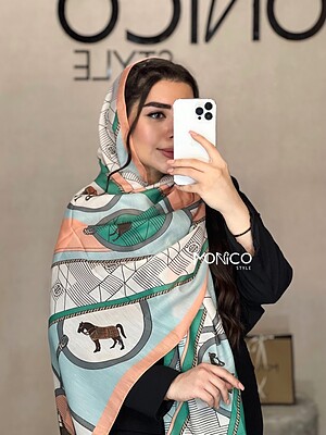 شال نخی HERMES سبز هلویی کد2754