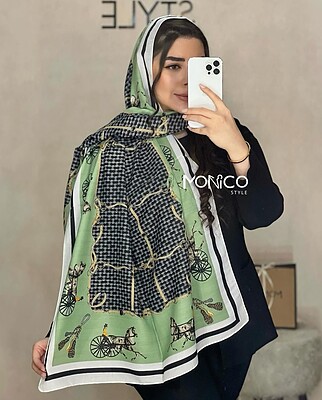 شال نخی HERMES حاشیه سبز کد2176