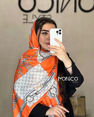 شال ابریشم GUCCI نارنجی کد2760