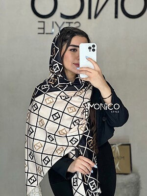 شال موهر دورو FENDI کرم مشکی کد2818