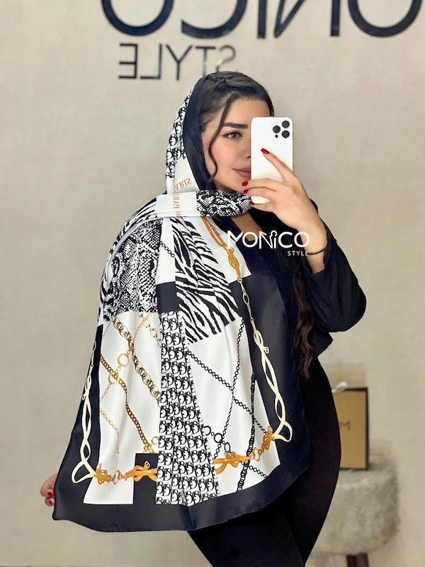 شال ابریشم DIOR زمینه سفید کد2168