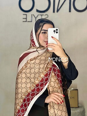 شال ابریشم GUCCI زرشکی کد3075