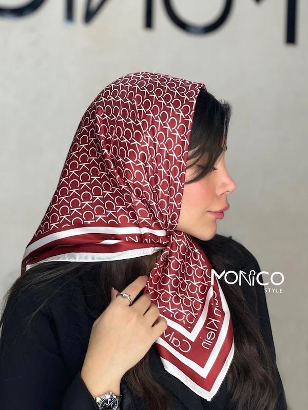 مینی اسکارف ابریشم CK زرشکی کد3040