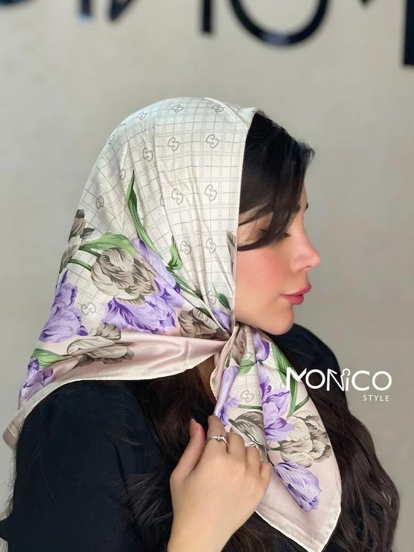 مینی اسکارف ابریشمGUCCI حاشیه صورتی کد4067