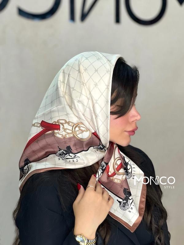 مینی اسکارف ابریشمCELINEکرم کد5034
