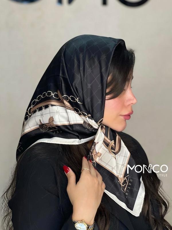 مینی اسکارف ابریشمCELINEسفید مشکی کد۵۰۲۵