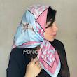 مینی اسکارف ابریشمHERMESآبی صورتی کد5042