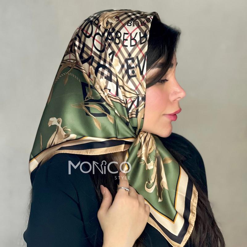 مینی اسکارف ابریشمBURBERRYسبز کد5052
