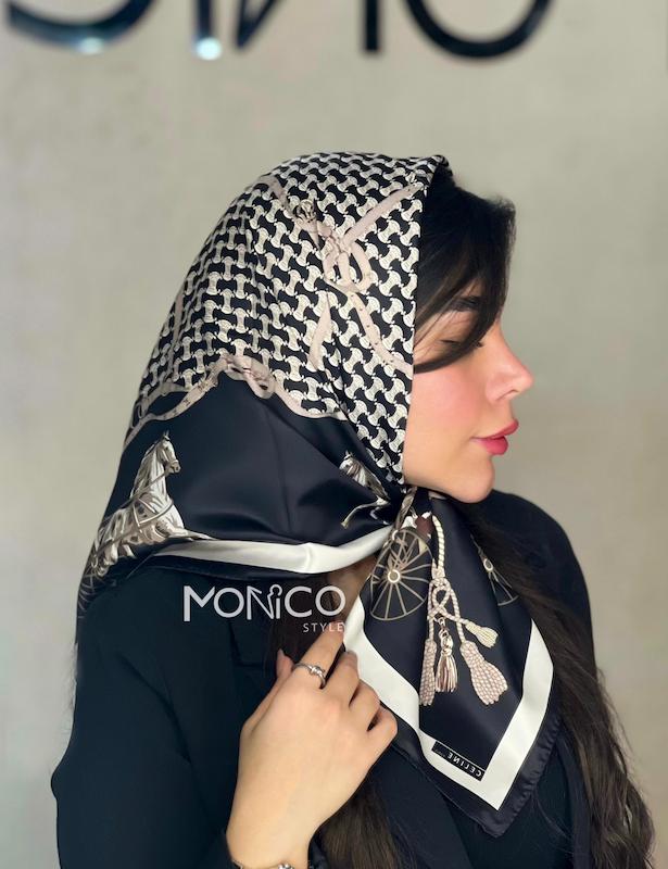 مینی اسکارف ابریشمHERMESمشکی کد5055