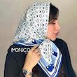 مینی اسکارف ابریشمLVلوگو آبی کاربنی کد6074