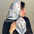مینی اسکارف ابریشمCARTIER طوسی آبی صورتی کد6086 
