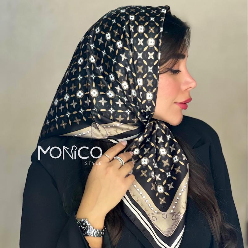 مینی اسکارف ابریشمLV مشکی لوگو کد6087