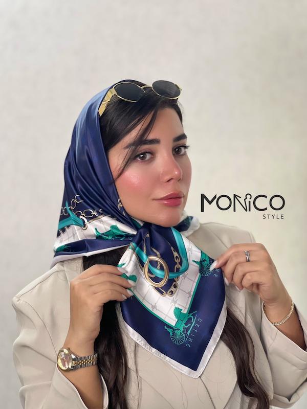 مینی اسکارف حریر ابریشمCELINEسرمه ای کد7012