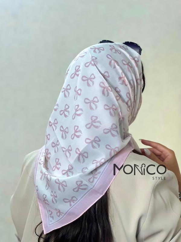مینی اسکارف حریرابریشم پاپیون صورتی کد7017