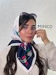 مینی اسکارف حریر ابریشم حاشیه پاپیون سرمه ای کد7026