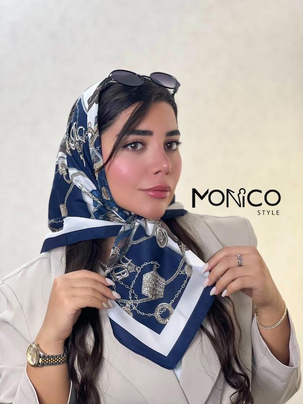 مینی اسکارف حریرابریشمCARTIERآبی کد7021