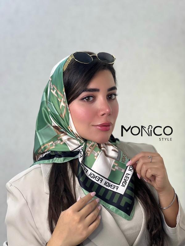 مینی اسکارف حریرابریشمFENDIسبز کد7031