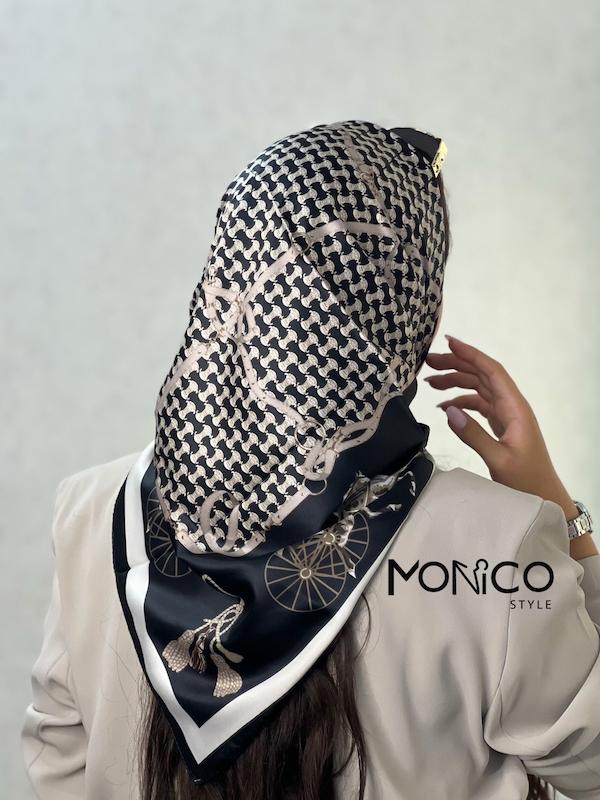 مینی اسکارف حریرابریشمHERMESمشکی کد7032