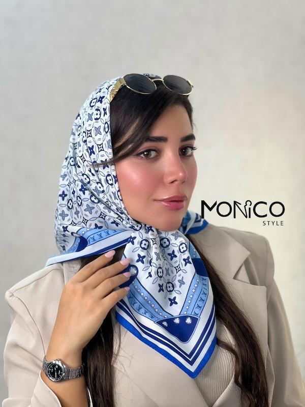 مینی اسکارف حریرابریشمLVآبی کاربنی کد7033