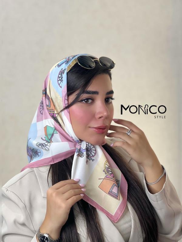 مینی اسکارف حریرابریشمHERMES صورتی کد7054