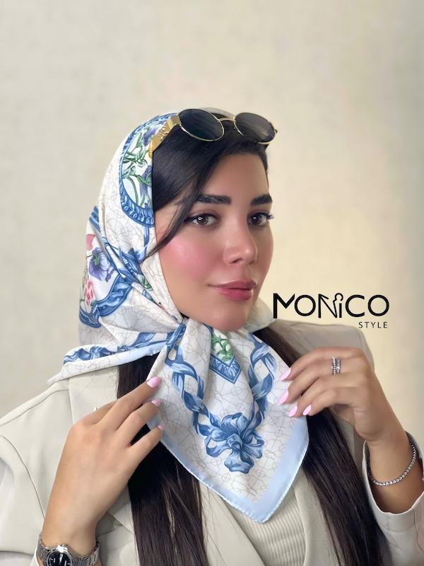 مینی اسکارف حریرابریشم طرح گل پیچ کد7055