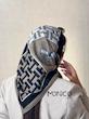 مینی اسکارف حریرابریشمHERMES مشکی کرم کد7055