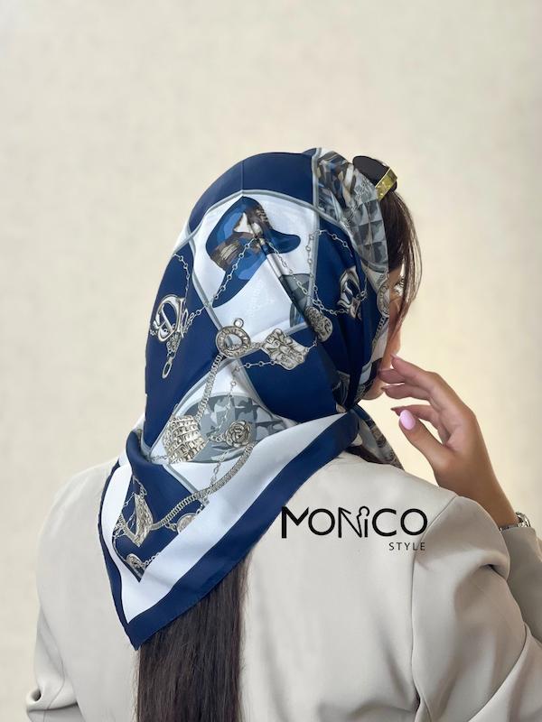 مینی اسکارف حریرابریشمCARTIER سرمه ای کد5060