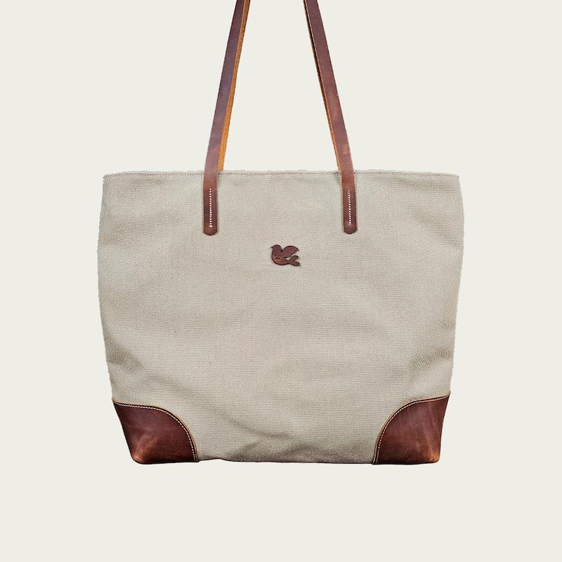 کیف دوشی برزنت و چرم کرم