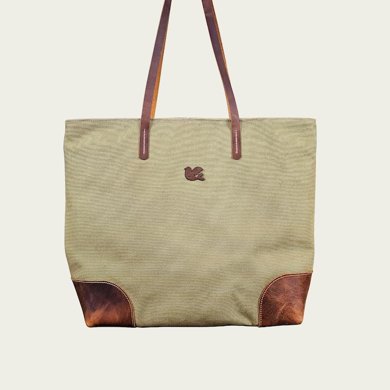 کیف دوشی برزنت و چرم - رنگ خاکی