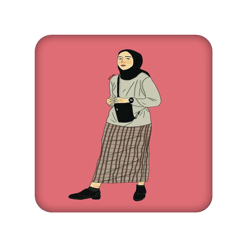 زن ، حجاب ، زیر لیوانی