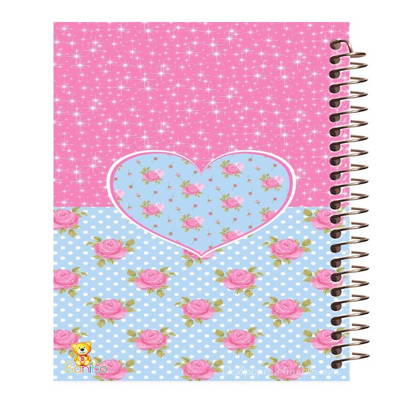 دفتر نقاشی 100 برگ طرح گل و قلب کد 317