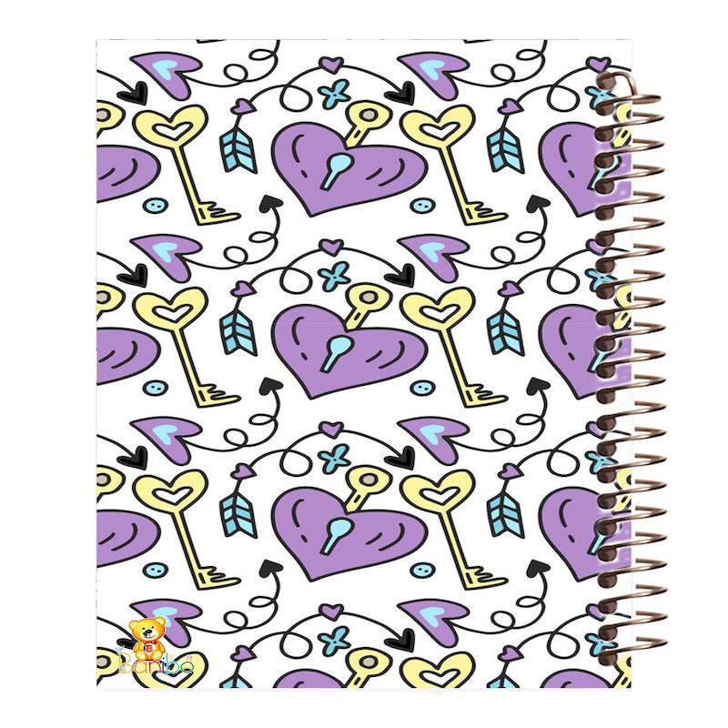 دفتر مشق 100 برگ طرح قلب و کلید کد 1035