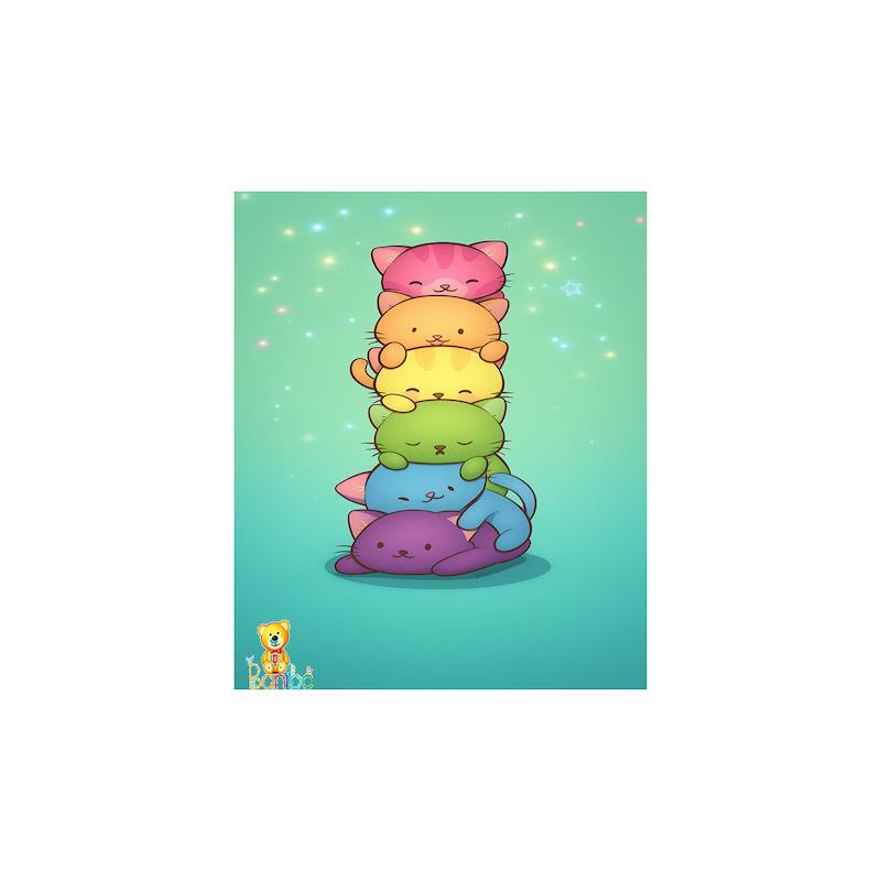 تابلو شاسی طرح گربه های رنگی کد 264