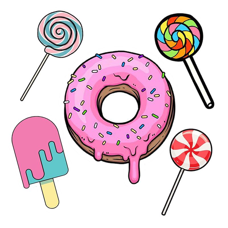 مجموعه استیکر طرح دونات و ابنبات