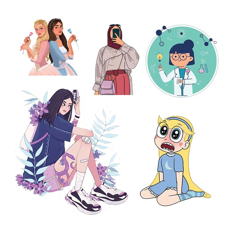 مجموعه استیکر طرح دختر