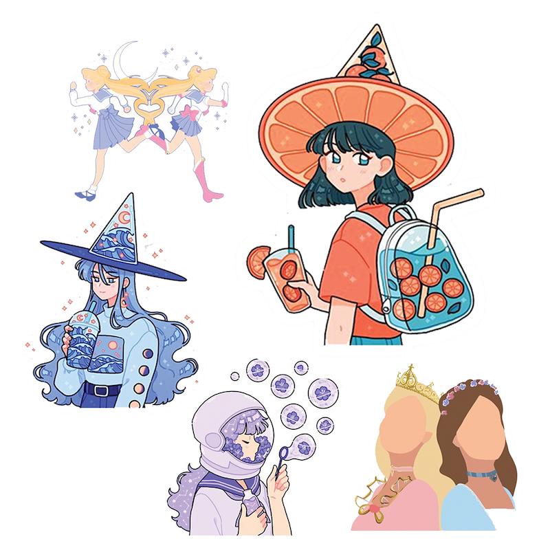 مجموعه استیکر طرح دختر