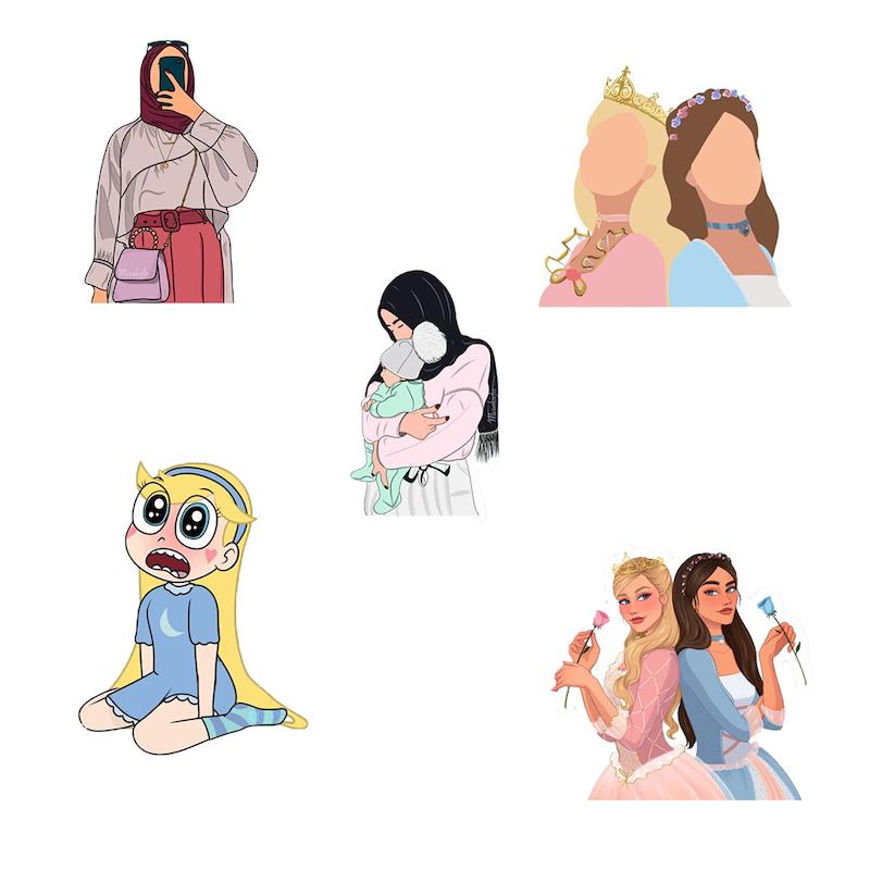 مجموعه استیکر طرح دختر