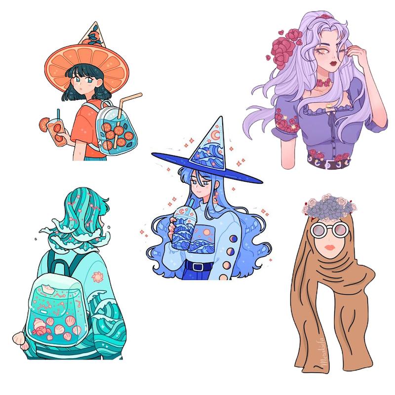 مجموعه استیکر طرح دختر