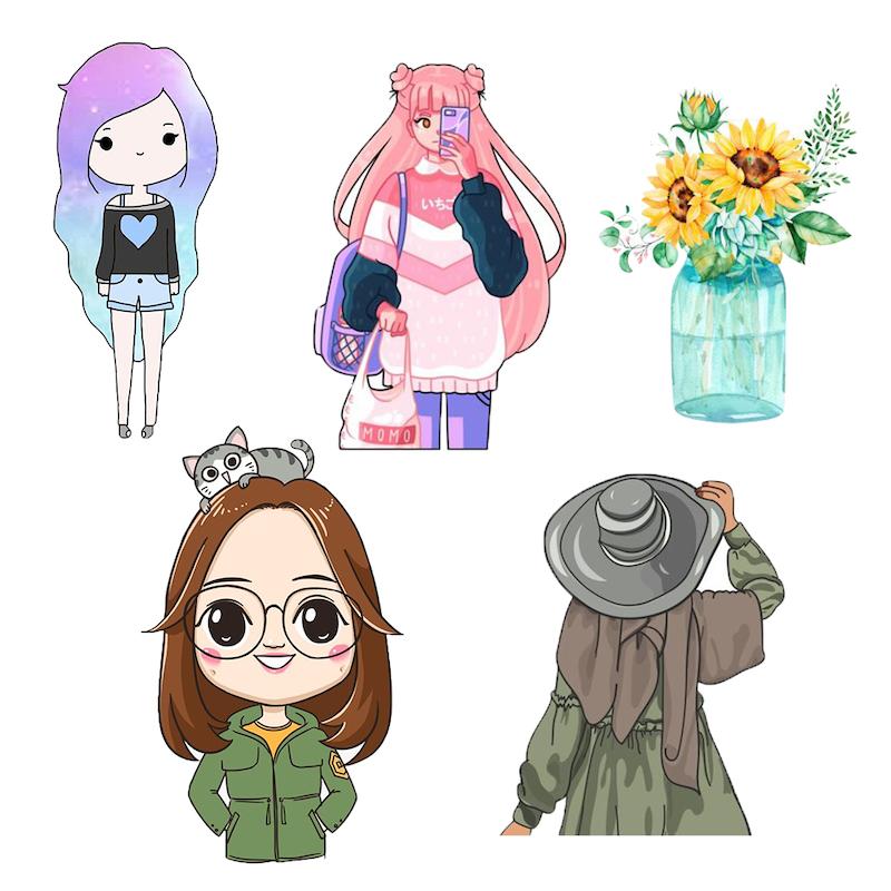 مجموعه استیکر طرح دختر