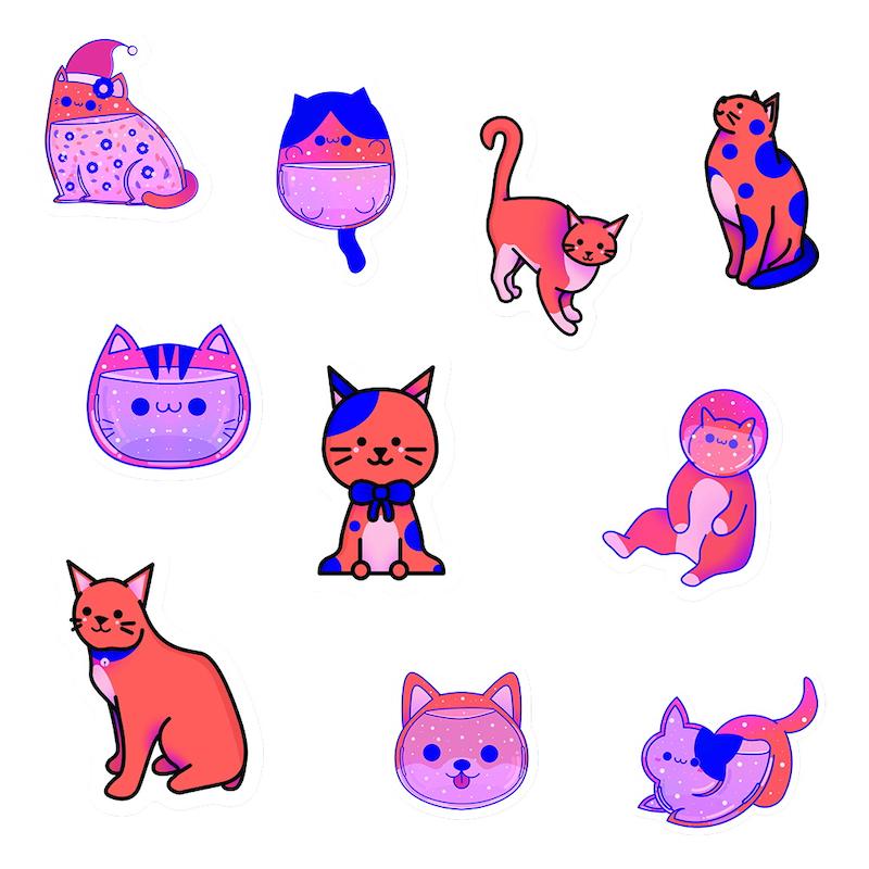 مجموعه استیکر طرح گربه