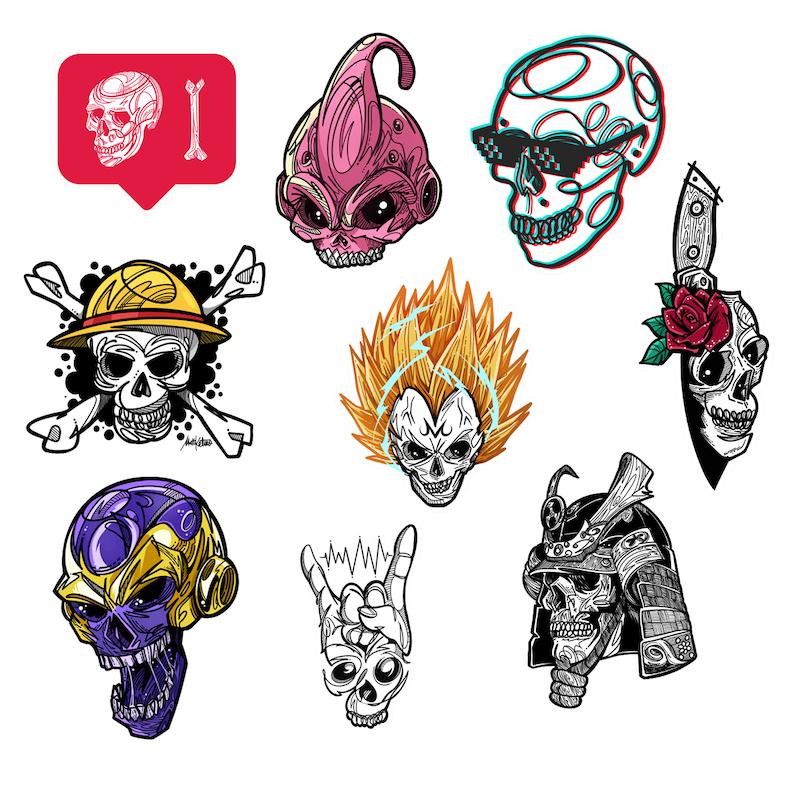 مجموعه استیکر طرح اسکلت