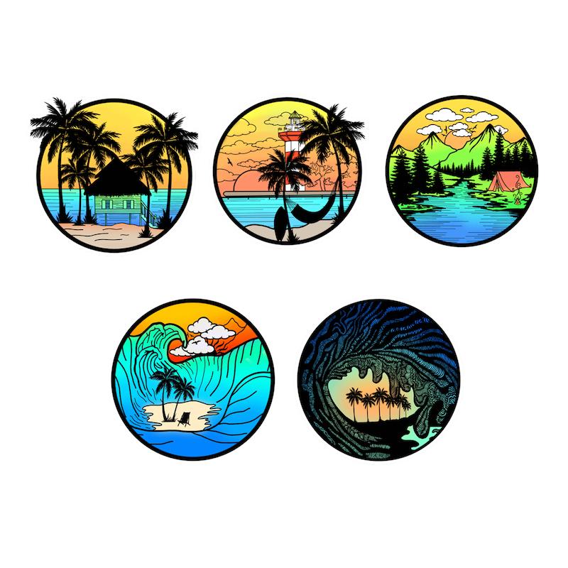 مجموعه استیکر طرح ساحل