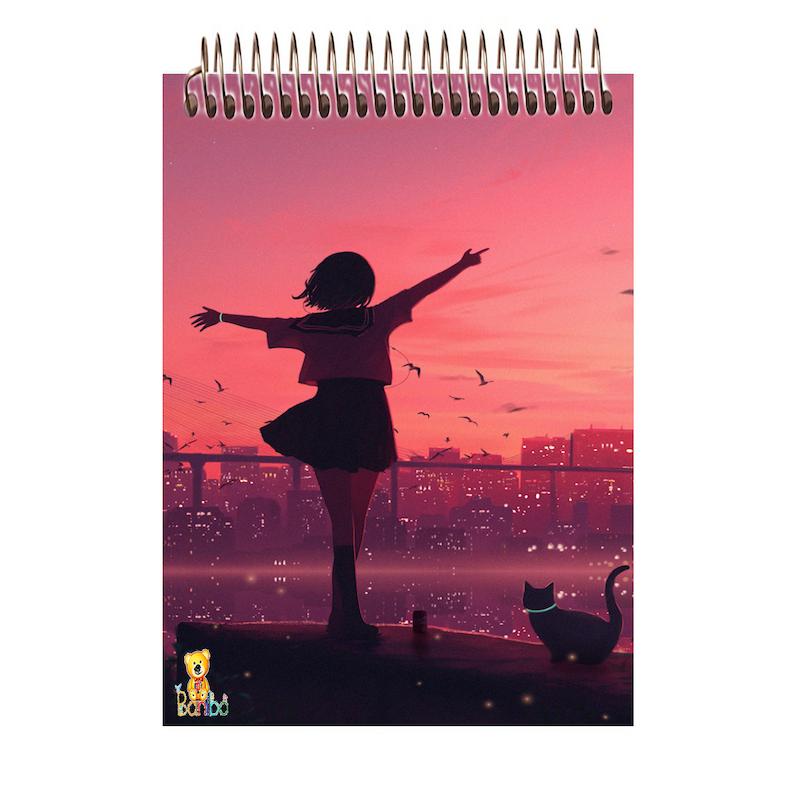 دفترچه مشق طرح انیمه دختر کد 2618 سایز A7