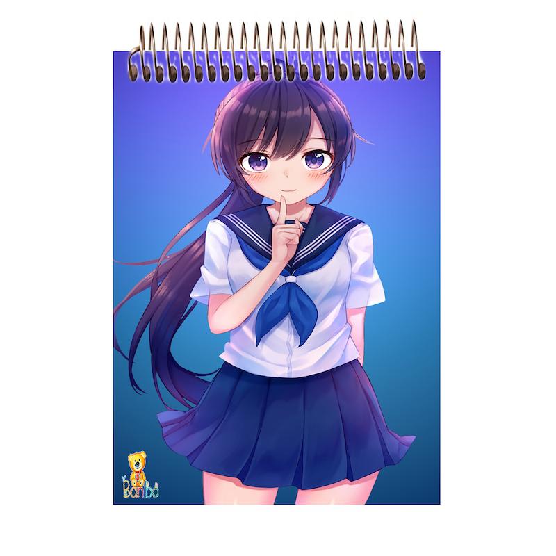 دفترچه شطرنجی طرح انیمه دختر کد 2603 سایز A7