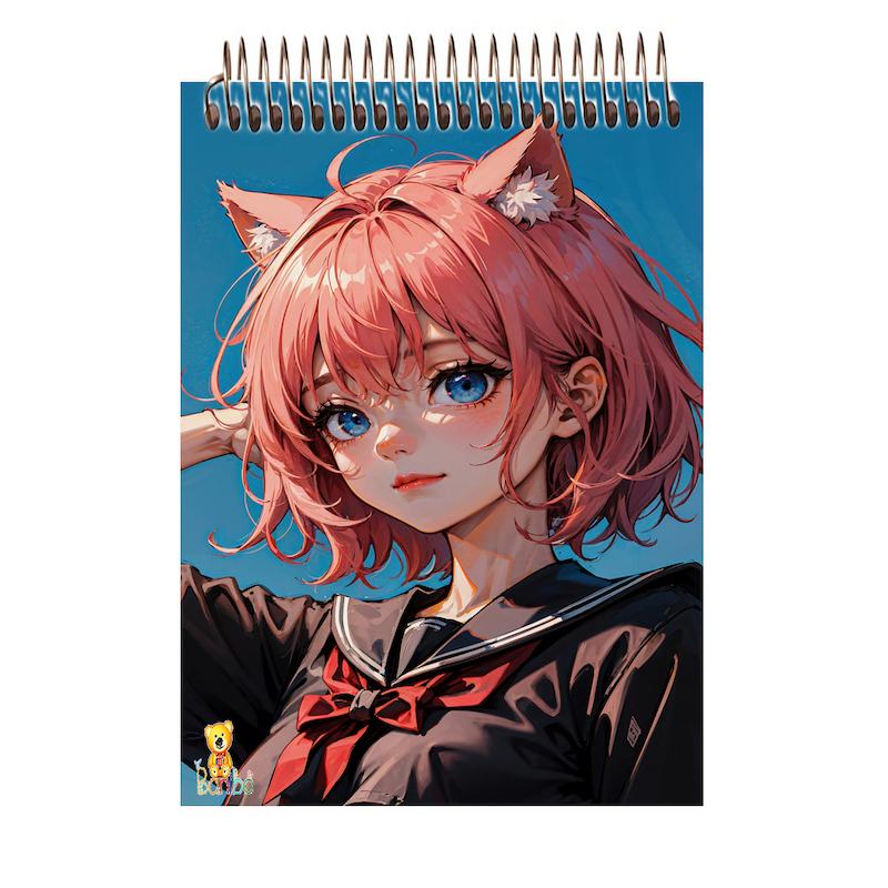 دفترچه شطرنجی طرح انیمه دختر کد 2616 سایز A7