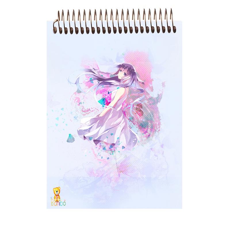 دفترچه شطرنجی طرح انیمه دختر کد 2637 سایز A7