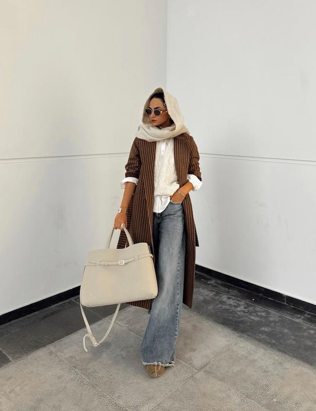 پالتو قهوه ایی راه راه